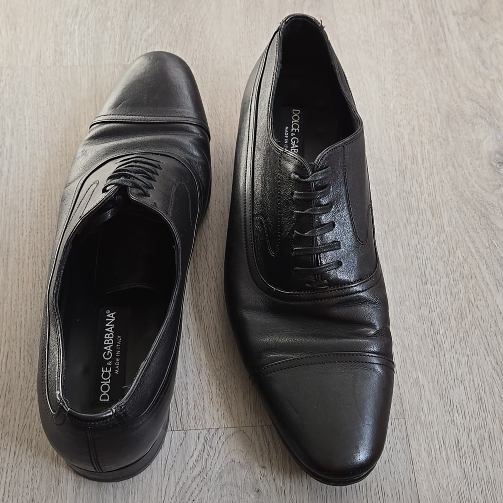 Dolce & Gabbana Men's Vero Cuoio Dark Leather Lace Oxfords Size 8.5